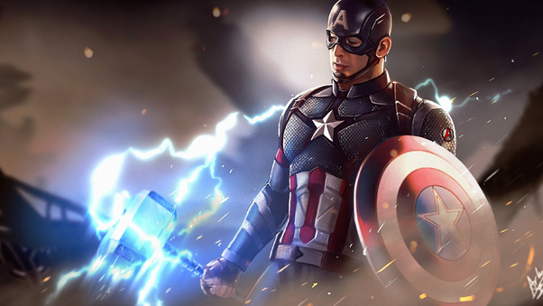 Captain America With Thor Hammer 4k Wallpaper