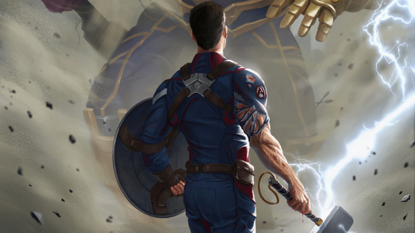 Captain America With Thor Hammer Wallpaper