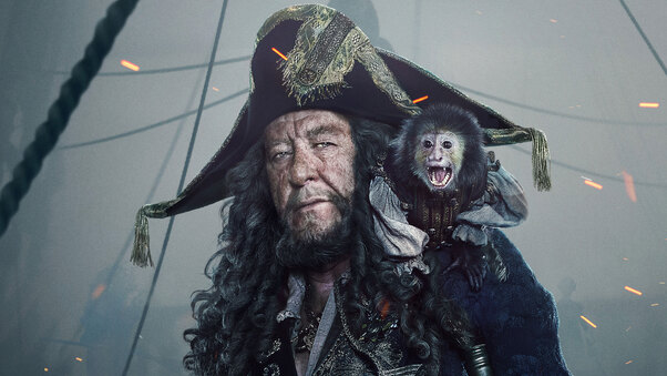 Captain Hector Barbossa In Pirates Of The Caribbean Dead Men Tell No Tales Movie Wallpaper