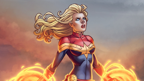 Captain Marvel Cartoon Art Wallpaper