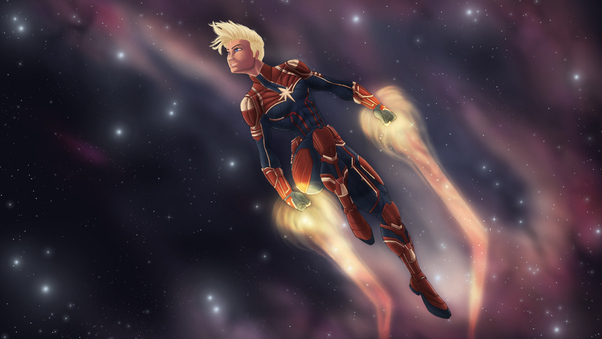 Captain Marvel Flying Wallpaper