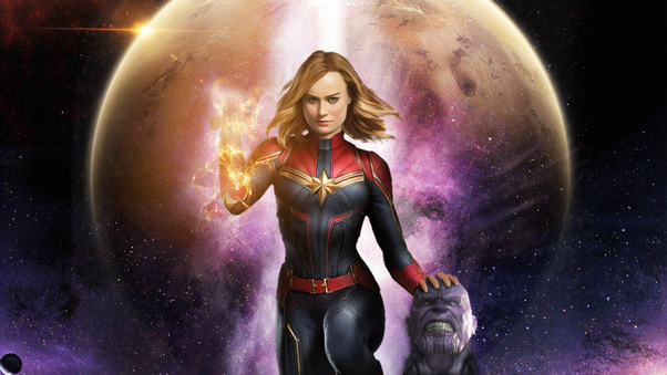 Captain Marvel Killed Thanos Wallpaper