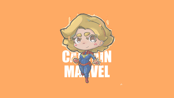 Captain Marvel Minimal Chibbi 4k Wallpaper
