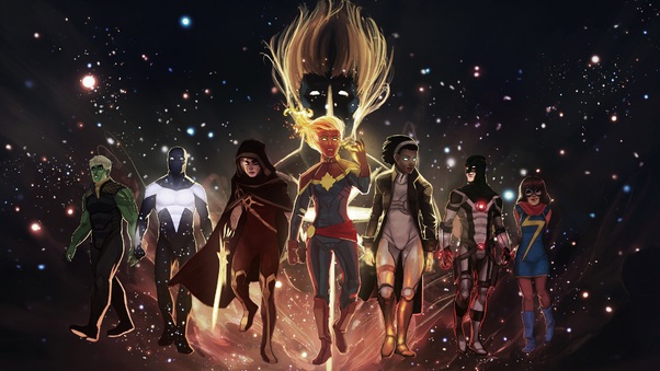 Captain Marvel Team Artwork 4k Wallpaper