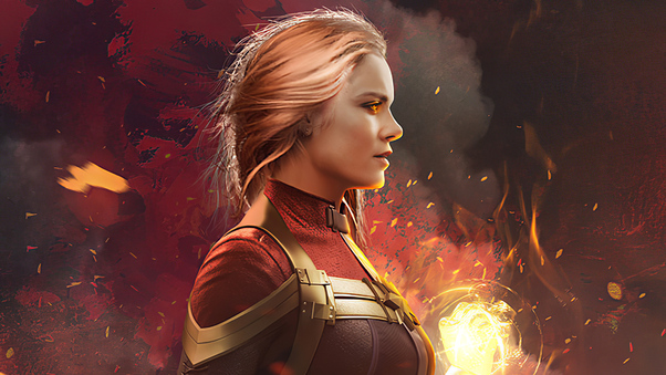 Captain Marvel The Burning Flame Wallpaper