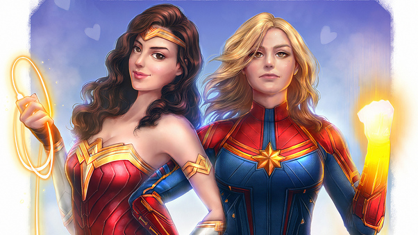Captain Marvel Wonder Woman Wallpaper