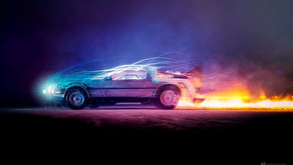 Car Lights Flame Back To The Future Wallpaper