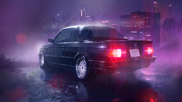 Car Raining Night Wallpaper