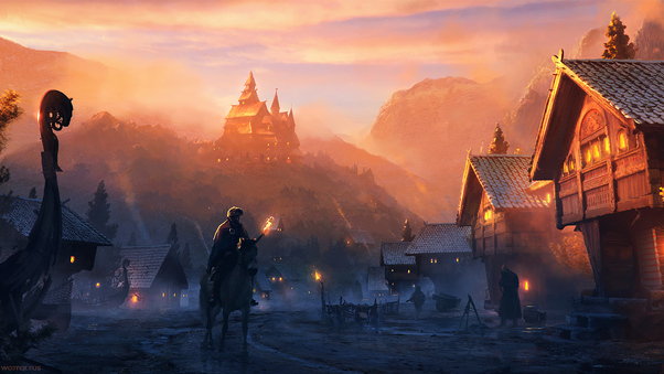 Castle Sunset Fantasy 4k Wallpaper