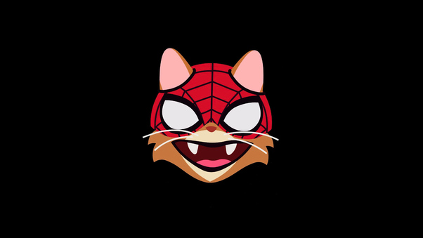 Cat Spiderman Minimal 4k Wallpaper