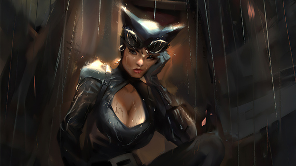 Catwoman In Rain Wallpaper