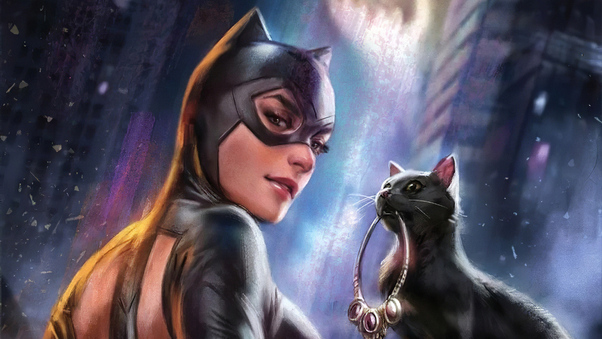 Catwoman With Cat Wallpaper