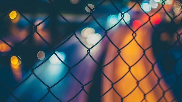 Chain Fence Long Exposure Orange Blue Blur 4k Wallpaper