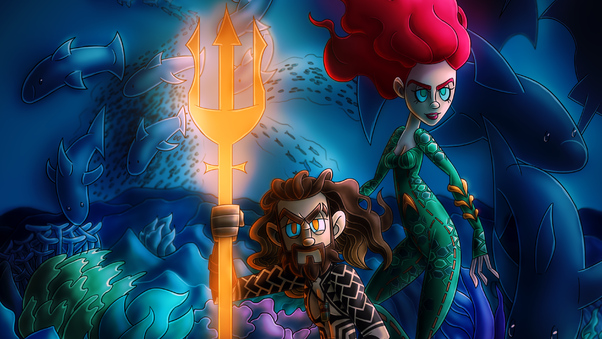 Chibi Aquaman And Mera Wallpaper