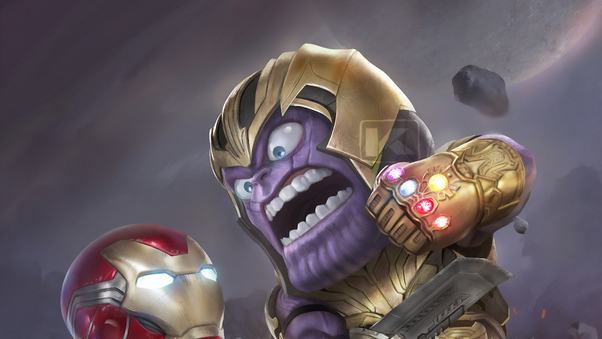Chibi Iron Man And Thanos Wallpaper