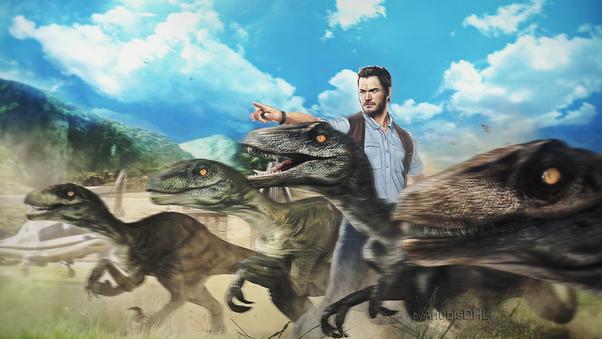 Chris Pratt Raptors Squad Artwork Wallpaper