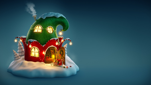 Christmas Fairy House 4k Wallpaper
