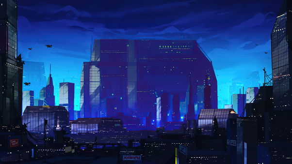 City Futuristic Morning Blue Sense 5k Wallpaper