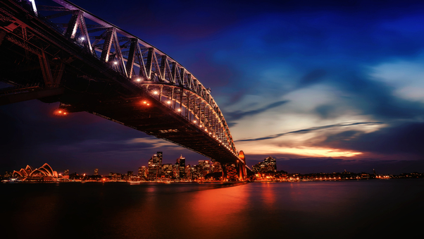 City Lights Sydney Harbour Bridge 4k Wallpaper