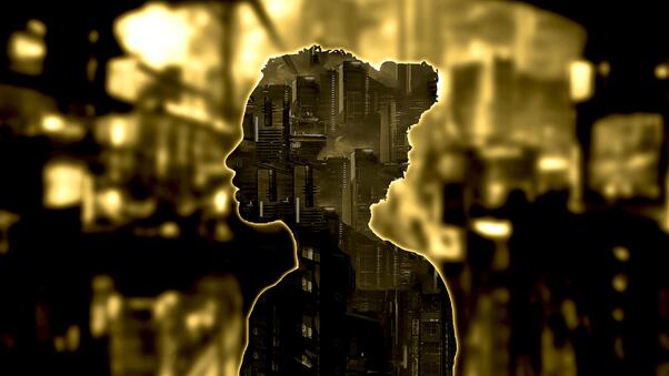 City Silhoutte Face Portrait 5k Wallpaper