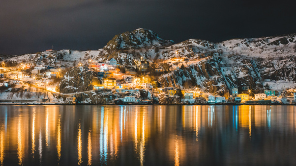 City Snow Lights 5k Wallpaper
