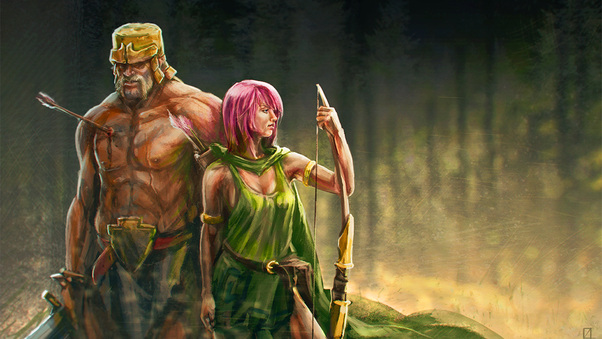 Clash Of Clans Artwork Archer And Barbarian Wallpaper