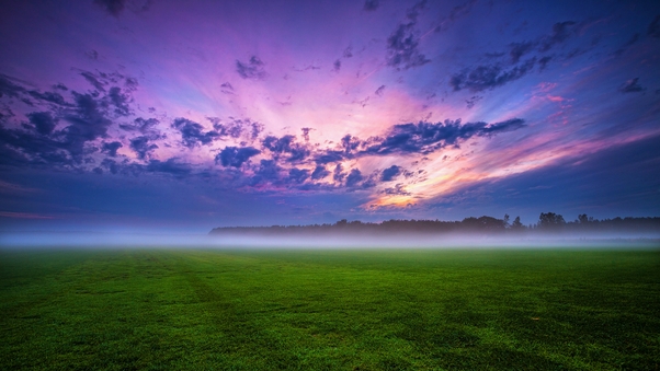 Cloud Field Fog Grass Landscape 4k Wallpaper