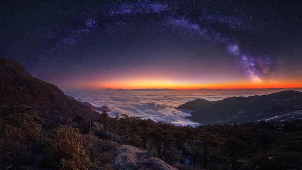 Cloud Landscape Milky Way Nature Night Panorama Sky Starry Sky Stars Wallpaper