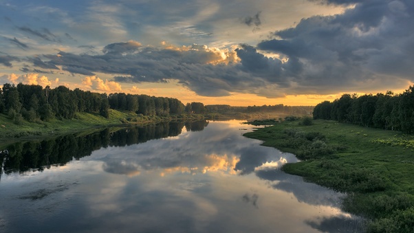Cloud Landscape Nature Reflection River Wallpaper