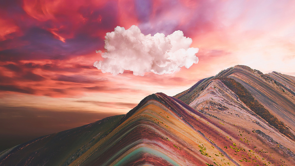 Clouds Over Vinicunca Rainbow Mountain 4k Wallpaper