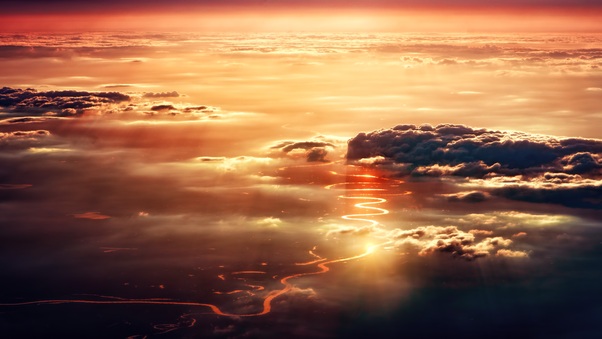 Clouds Sunset Reflection 5k Wallpaper