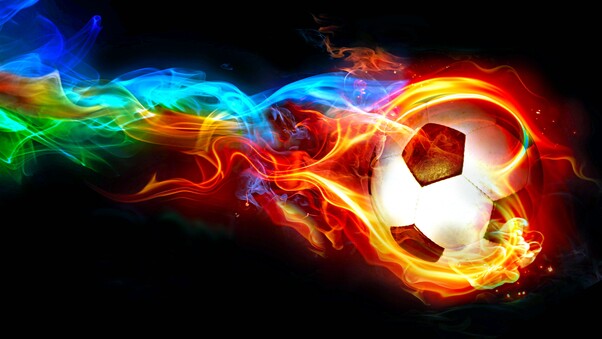 Colorful Football Flame Digital Art Wallpaper