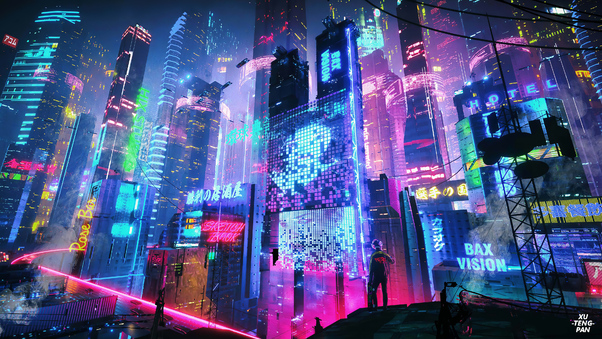 Colorful Neon City 4k Wallpaper