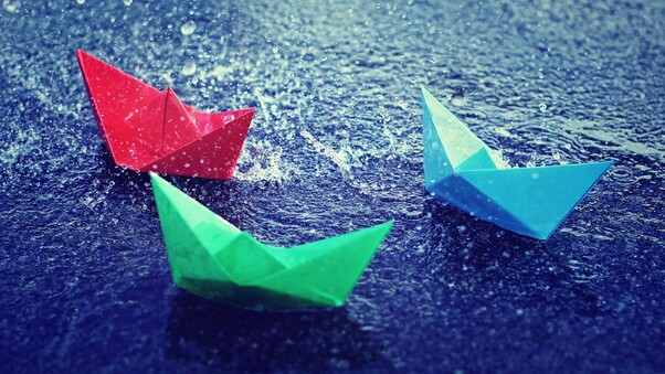 Colorful Paper Boats Wallpaper