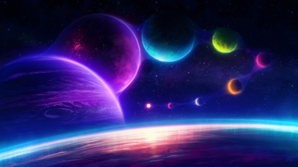 Colorful Planets Chill Scifi Pink 4k Wallpaper
