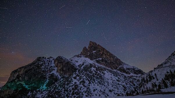 Comet Rain Over Mountains In Dolomites Wallpaper