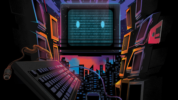 Computer Retrowave Wallpaper
