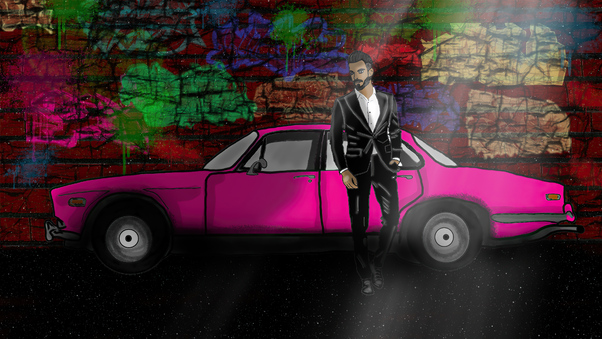 Cool Dude With Pink Car 4k Wallpaper