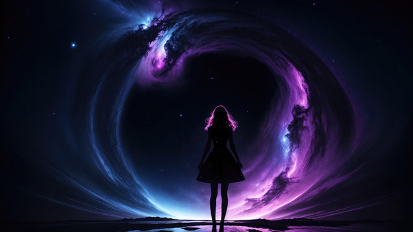 Cosmic Dreams A Girls Journey Through The Stars Wallpaper