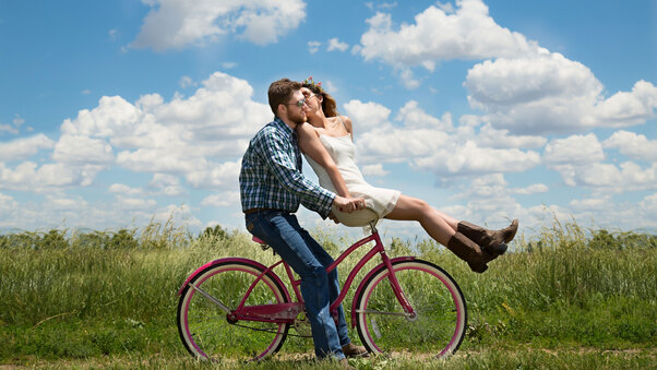 Couple Bike Romantic Wallpaper