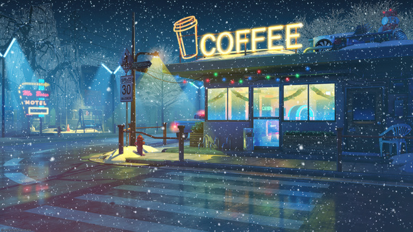 Cozy Coffee House In Winter Storm (1280x720) Resolution Wallpaper