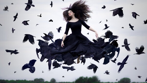 Crow Woman Photography Wallpaper