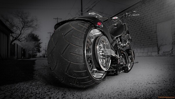 Custom Chooper Wide Tyre Wallpaper
