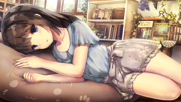 Cute Anime Girl Laying Down Wallpaper