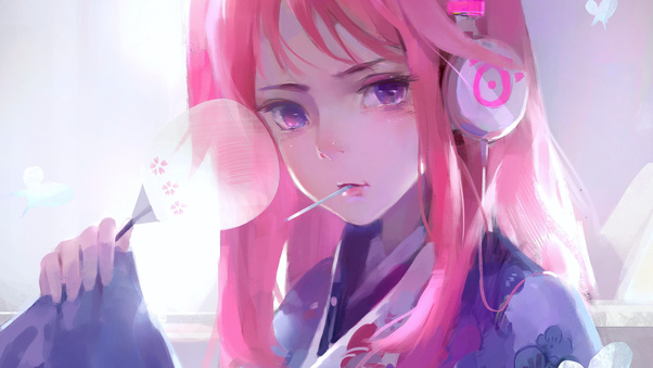 Cute Anime Girl Pink Art 4k Wallpaper