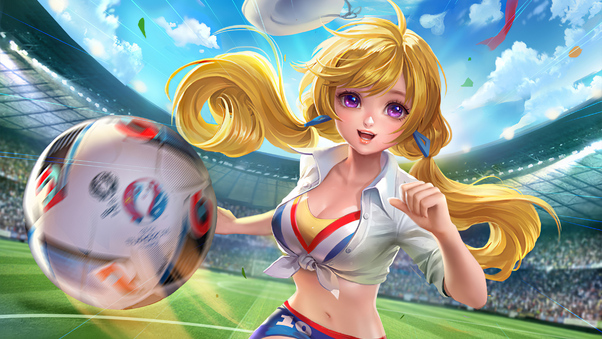 Cute Anime Girl Playing Soccer Wallpaper