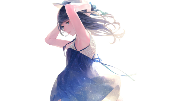 Cute Blue And White Skirt Anime Girl Wallpaper