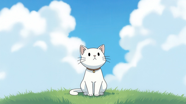Cute White Kitten Sitting Grass (2560x1700) Resolution Wallpaper
