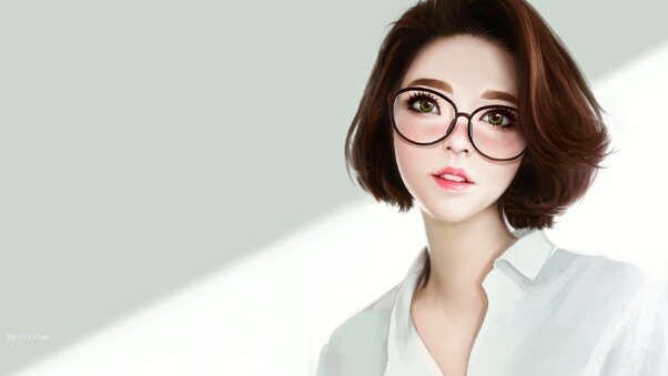 Cute Woman Women With Glasses Artwork Wallpaper