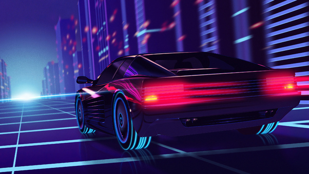 Cyber Car Neon City Wallpaper